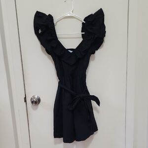 Hill House The Ana Dress In Black Poplin